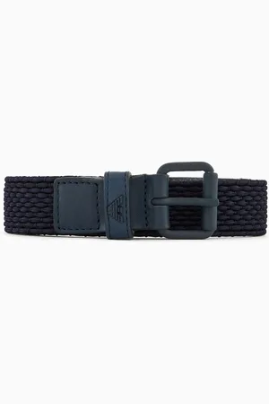 Emporio Armani Ceinture en tissu tressé et cuir
