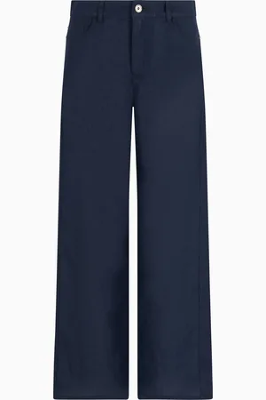 Emporio Armani Pantalon J33 taille moyenne et jambe courte évasée, en pur lin