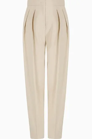Giorgio Armani Pantalon à pinces en coton et viscose canneté