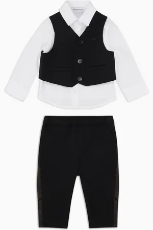 Emporio Armani Ensemble chemise, gilet et pantalon en laine froide