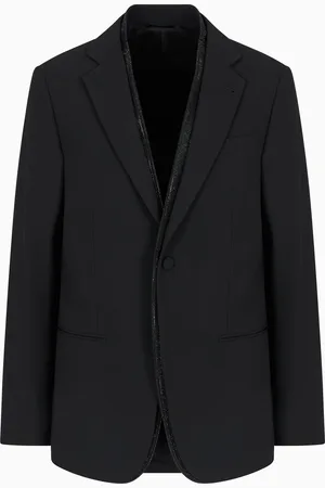 Giorgio Armani Veste à simple boutonnage en crêpe de laine avec détail en strass Giorgio’s