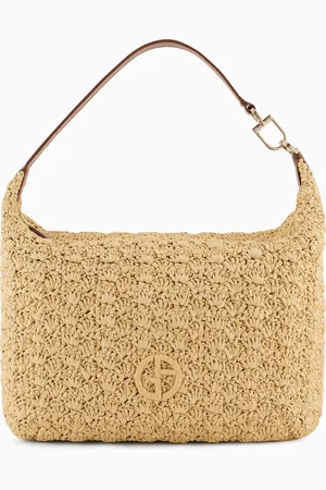 Giorgio Armani Grand sac hobo la Prima Soft en raphia et cuir
