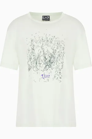 EA7 T-shirt ras-du-cou Logo Series en jersey de pur coton