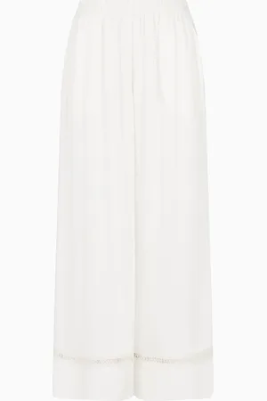 Emporio Armani Pantalon de plage en viscose avec logo en dentelle