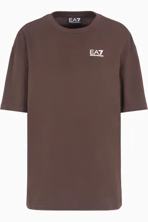 EA7 T-shirt ras-du-cou à grand imprimé en jersey de pur coton