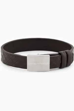 Emporio Armani Bracelet à bride en cuir noir