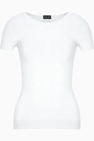 Giorgio Armani Pull à manches courtes en viscose au point mousse