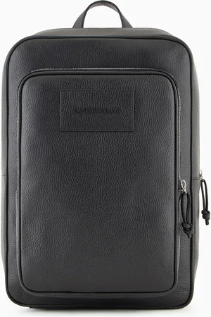 Emporio Armani Sac à dos avec porte-ordinateur en cuir martelé
