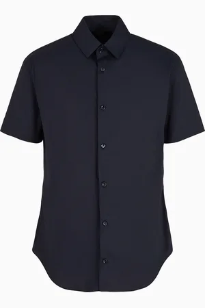 Giorgio Armani Chemise à manches courtes en tissu uni stretch