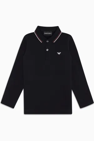 Emporio Armani Polo en piqué stretch à manches longues avec col profilé