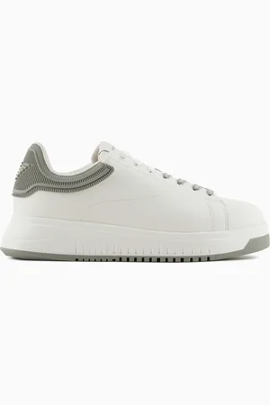 Emporio Armani Sneakers en cuir avec arrière en caoutchouc et semelle crantée