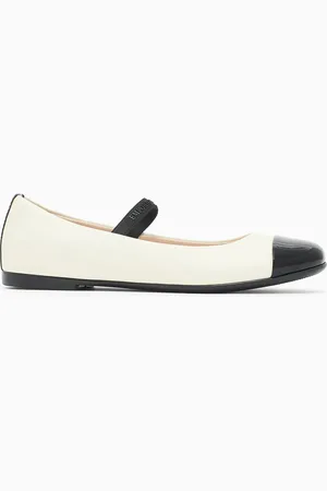 Emporio Armani Ballerines en cuir nappa avec bout en cuir verni