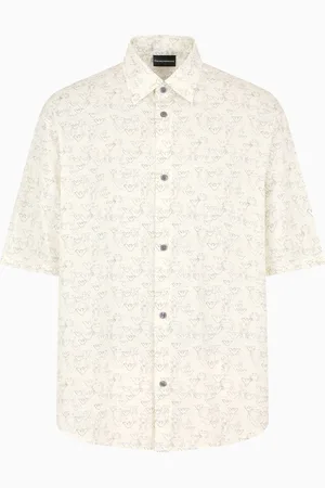 Emporio Armani Chemise à manches courtes en mélange lyocell entièrement imprimée de l