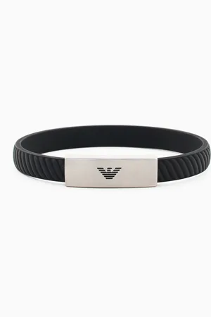 Emporio Armani Bracelet en acier inoxydable et silicone noir