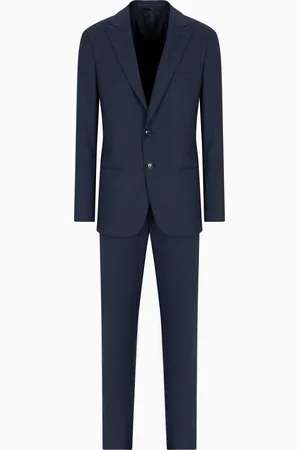 Giorgio Armani Costume à simple boutonnage gamme Soho en laine vierge au point broche