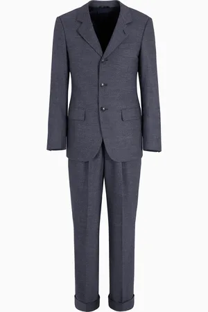 Giorgio Armani Robe gamme Royal à simple boutonnage en laine vierge et cachemire effet denim