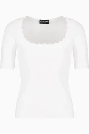 Emporio Armani Top en point de tissu avec bords festonnés
