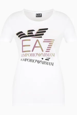 EA7 T-shirt ras-du-cou en coton stretch avec logo Logo Series