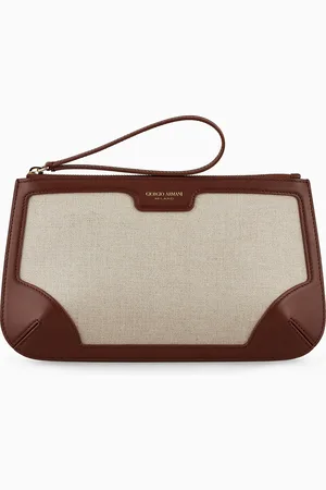 Giorgio Armani Pochette La Prima en toile et cuir