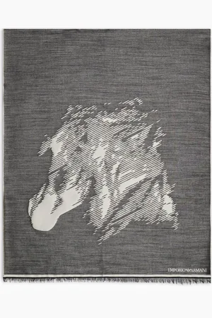 Emporio Armani Étole en mélange modal jacquard avec motif cheval