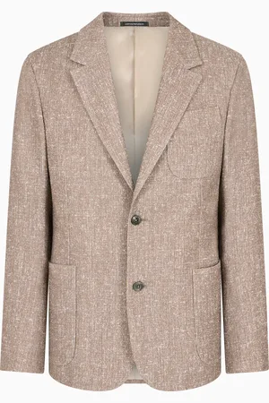 Emporio Armani Veste à simple boutonnage coupe slim en laine vierge légère mélangée frisée