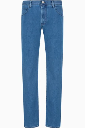Giorgio Armani Pantalon 5 poches coupe classique en denim de coton stretch