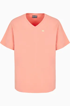 EA7 T-shirt à col en V Core Lady en jersey de coton stretch
