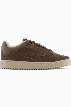 Emporio Armani Sneakers en jacquard inscription logo et en cuir suédé
