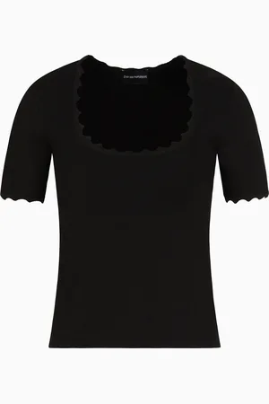 Emporio Armani Top en point de tissu avec bords festonnés
