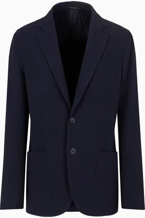 Giorgio Armani Veste ligne Upton à simple boutonnage en laine vierge et cachemire seersucker