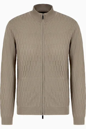 Emporio Armani Cardigan entièrement zippé au point ouvragé mélange lyocell ASV