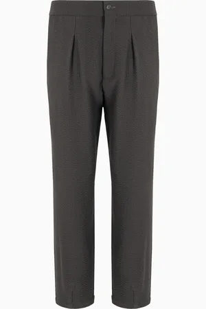 Giorgio Armani Pantalon à une pince en laine vierge et cachemire seersucker
