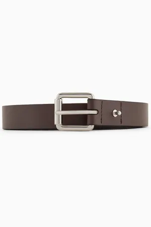 Emporio Armani Ceinture en cuir lisse avec plaque aigle