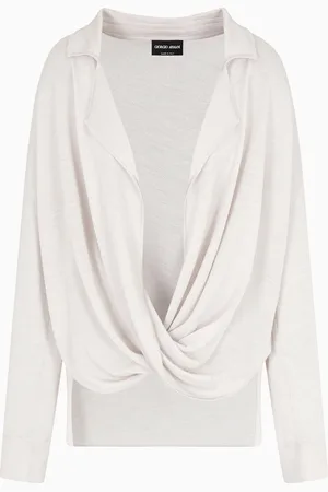 Giorgio Armani Pull en soie et lin avec drapé