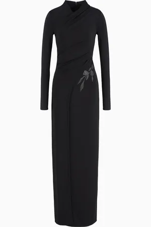 Giorgio Armani Robe longue en jersey de viscose stretch avec strass ASV