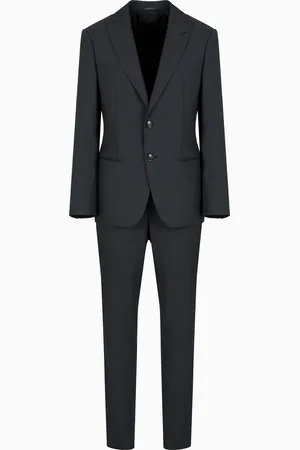 Giorgio Armani Costume à simple boutonnage gamme Soho en laine vierge au point broche