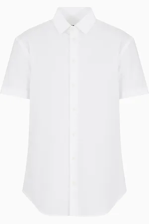 Giorgio Armani Chemise coupe classique à manches courtes en coton seersucker