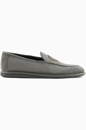 Giorgio Armani Mocassins en cuir suédé avec logo brodé