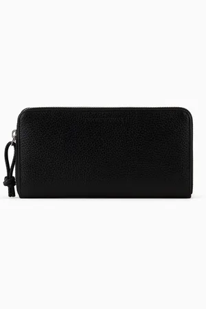 Emporio Armani Portefeuille entièrement zippé en cuir martelé