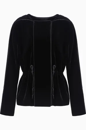 Emporio Armani Veste croisée en velours liquide avec passepoil en satin