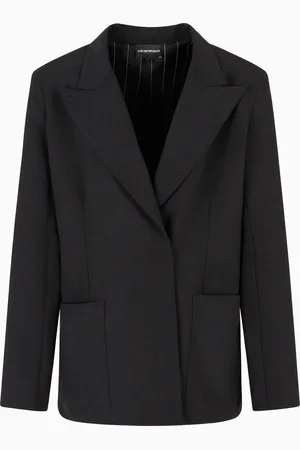 Emporio Armani Blazer simple boutonnage en toile de laine stretch Dawn to Dusk