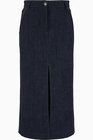 Giorgio Armani Jupe mi-longue en denim de coton et laine collection Denim