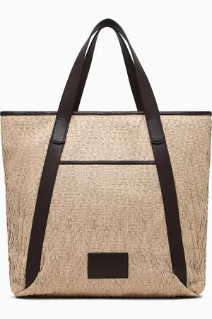 Giorgio Armani Sac cabas en raphia et cuir