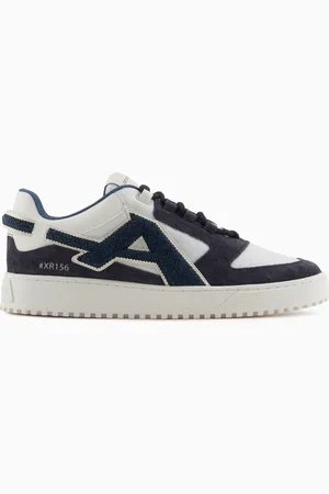 Emporio Armani Sneakers en nylon et cuir suédé avec grand logo contrasté