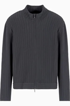 Emporio Armani Cardigan entièrement zippé en viscose point ottoman vertical Icon