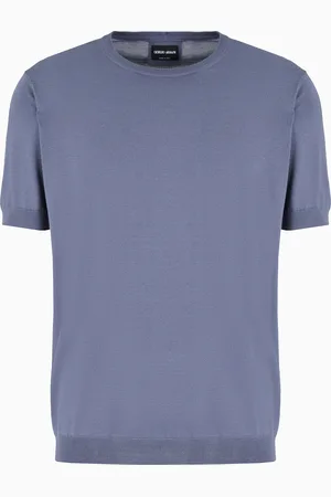 Giorgio Armani Pull à col ras-du-cou et manches courtes en soie et coton