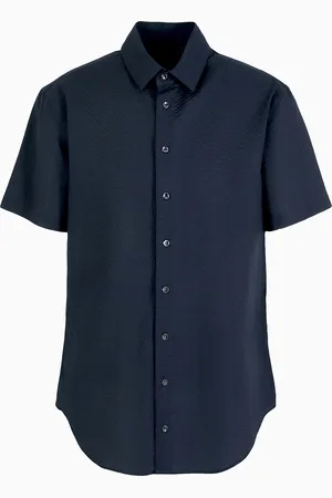 Giorgio Armani Chemise coupe classique à manches courtes en coton seersucker