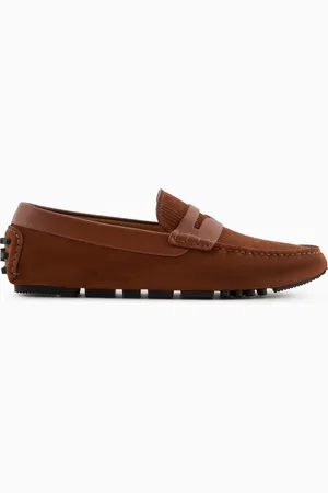 Emporio Armani Mocassins driver en cuir suédé milleraies