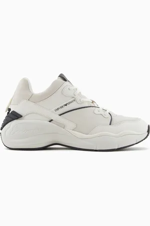 Emporio Armani Sneakers en cuir et cuir suédé avec maxi semelle