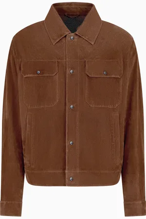 Emporio Armani Veste en cuir suédé de chèvre micro-perforé Icon